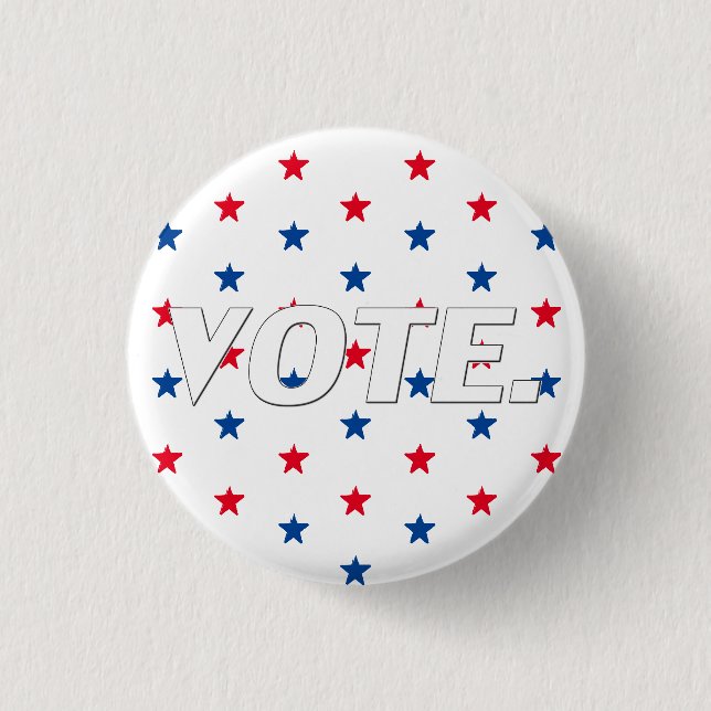 Vote red white blue stars pattern patriotic modern 3 cm round badge (Front)