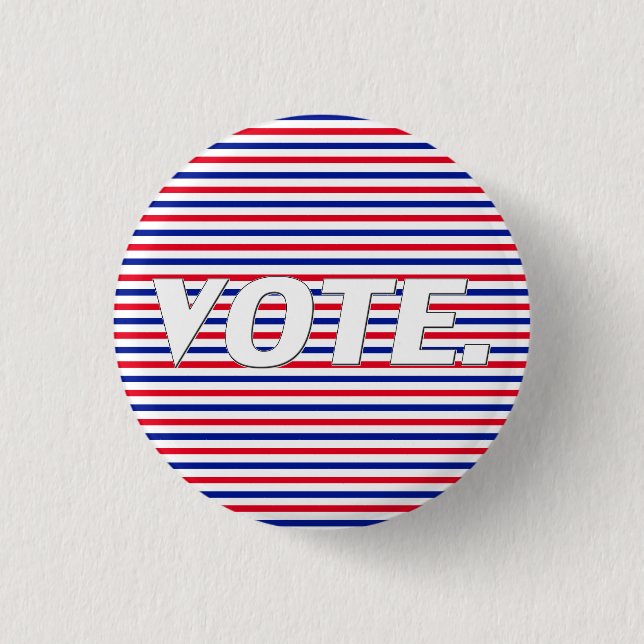 Vote red white blue stripes modern typography 3 cm round badge (Front)