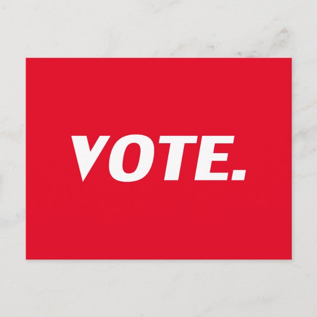 Vote red white modern typography minimalist postcard (Front)