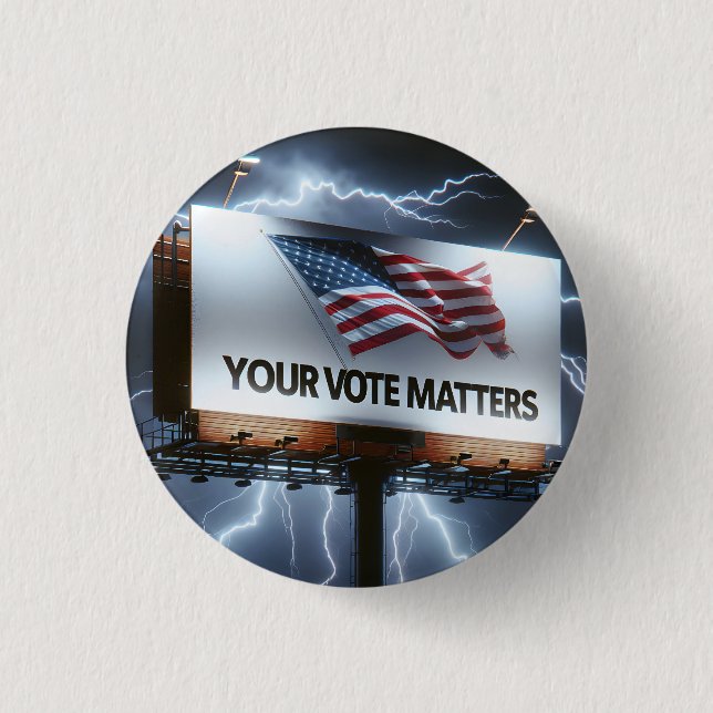 Vote Reminder Billboard With Lightning 3 Cm Round Badge (Front)