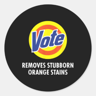 Vote Removes Stubborn Orange Stains Funny Anti-tru Classic Round Sticker