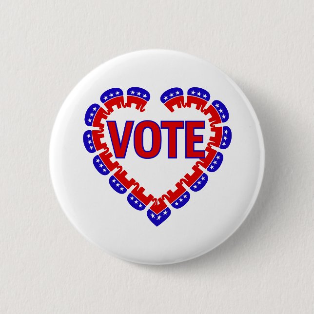 vote republican elephant 6 cm round badge (Front)