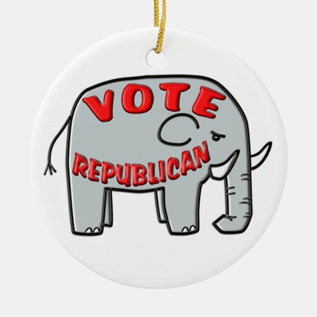 VOTE REPUBLICAN (Elephant) Ceramic Tree Decoration (Front)