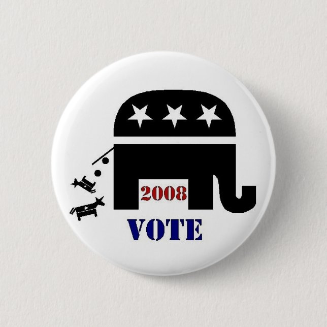 VOTE REPUBLICAN IN 2008 ROUND BUTTON (Front)