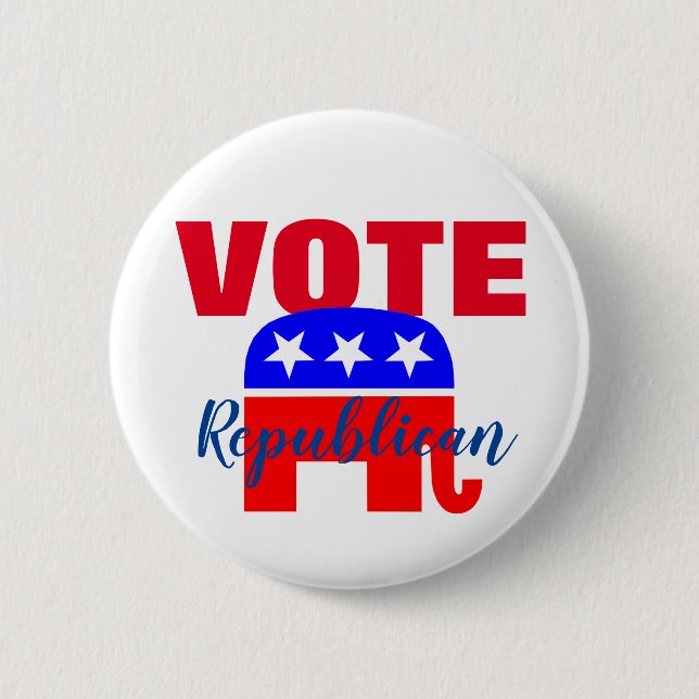 VOTE Republican with Patriotic Elephant 6 Cm Round Badge (Front)