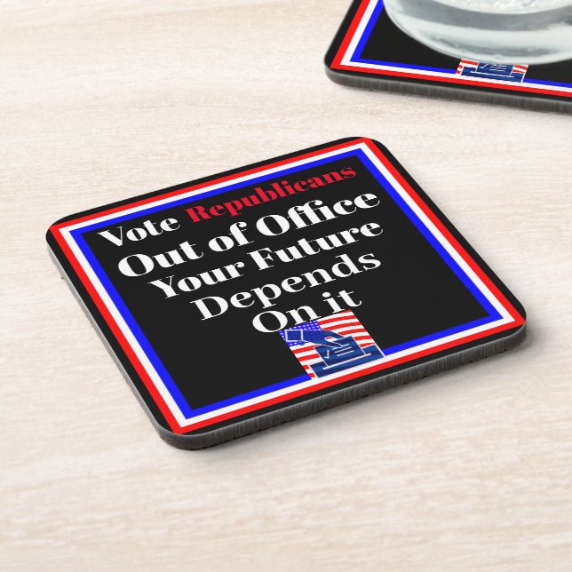 Vote Republicans Out of Office Beverage Coaster (Left Side)