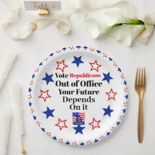Vote Republicans Out of Office Paper Plate