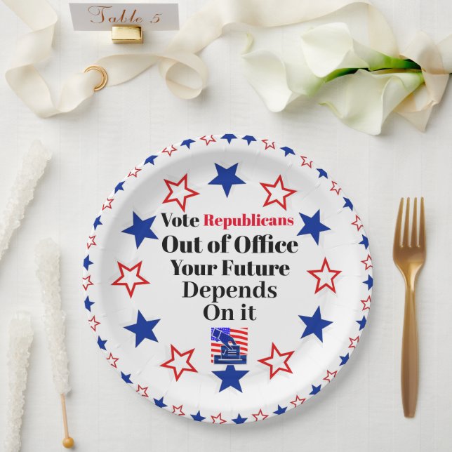 Vote Republicans Out of Office Paper Plate (Wedding)