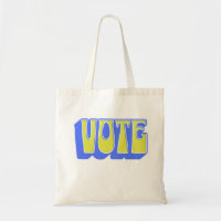 Vote Retro Colourful Groovy Blue Yellow Election