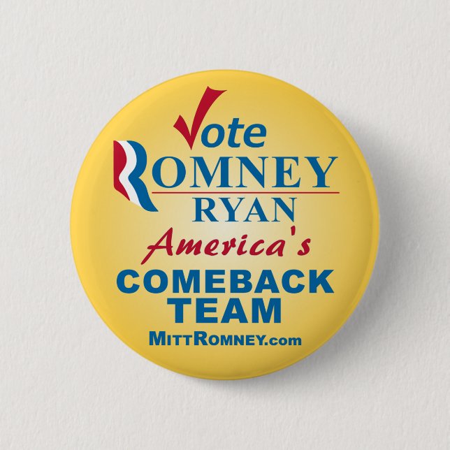 Vote Romney Ryan 6 Cm Round Badge (Front)
