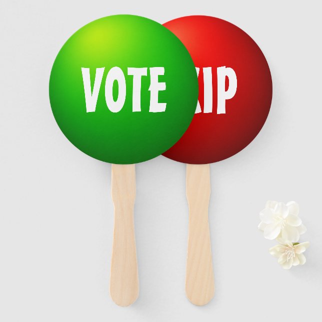 Vote Skip Interactive Game Paddle Sign Hand Fan (Front and Back)