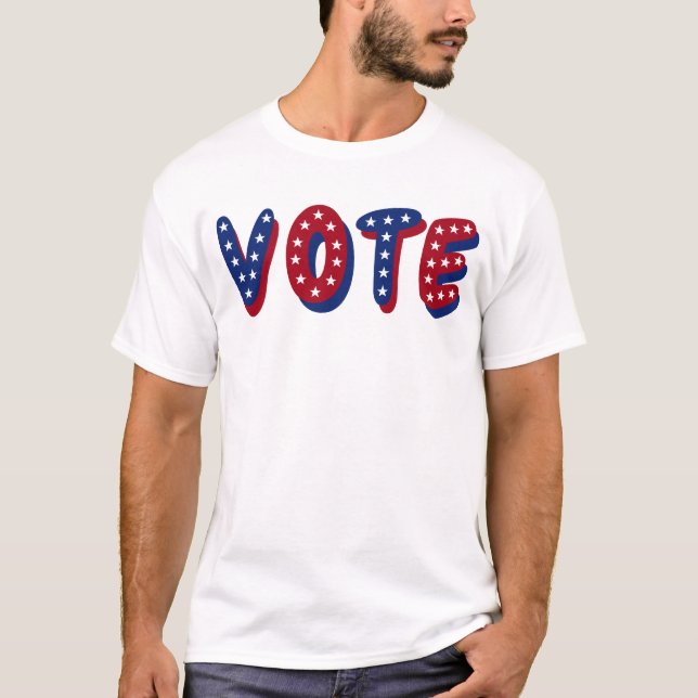 Vote Stars Red White Blue T-Shirt (Front)