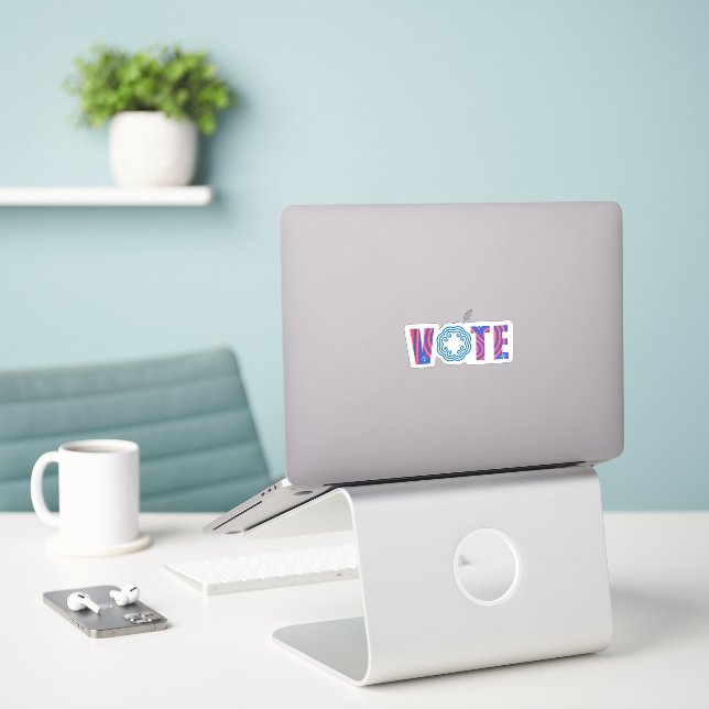 Vote Sticker - Hmong Design (Laptop On Desk)