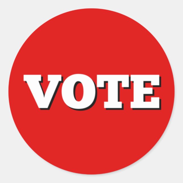 Vote Sticker on Red Background (Front)