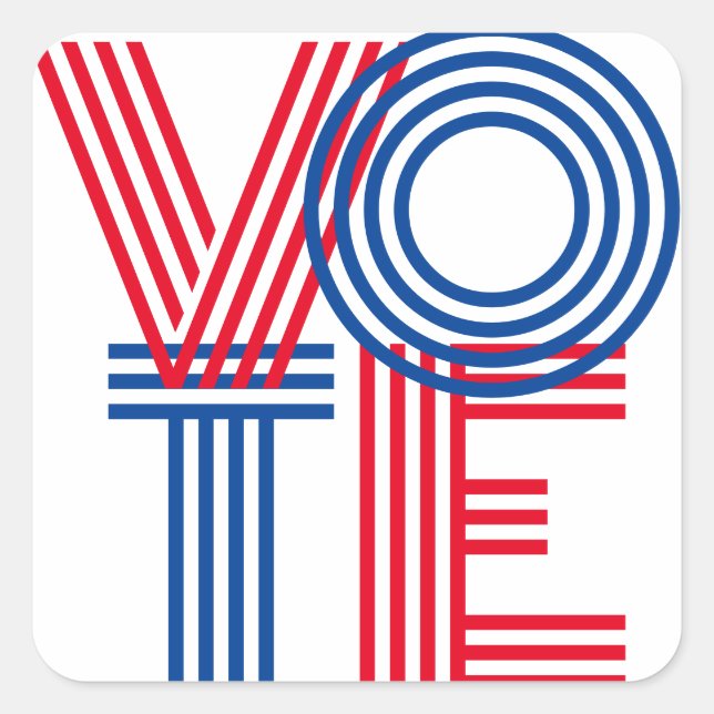 VOTE Striped Red Blue Square Sticker (Front)