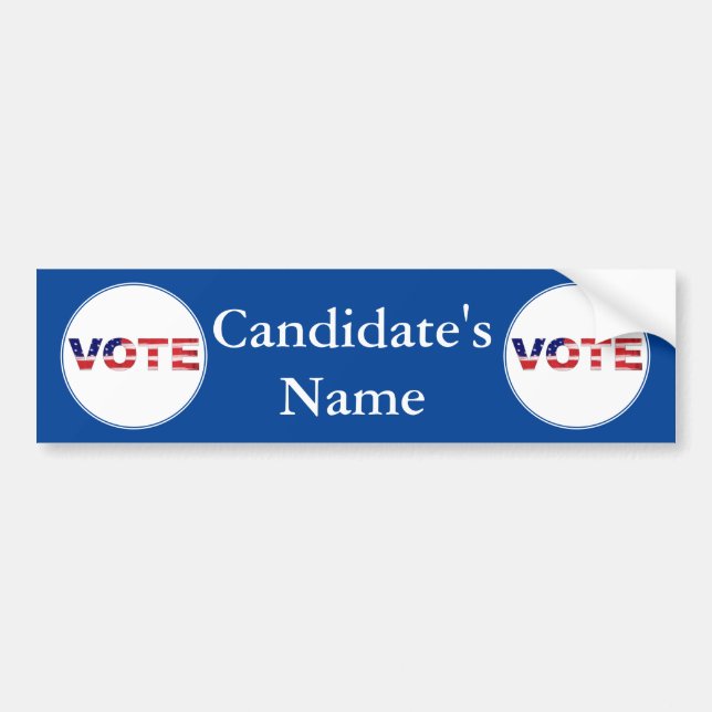 Vote Text In Flag Colours Blue Bumper Sticker (Front)