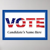 Vote Text In Flag Colours Blue Candidate's Name
