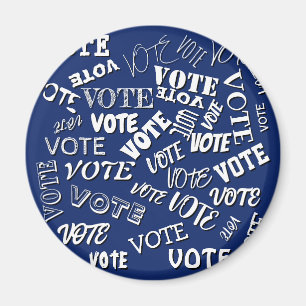 Vote text pattern font election white blue magnet