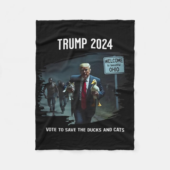 Vote To Save The Duck And Cats Trump President 202 Fleece Blanket (Front)