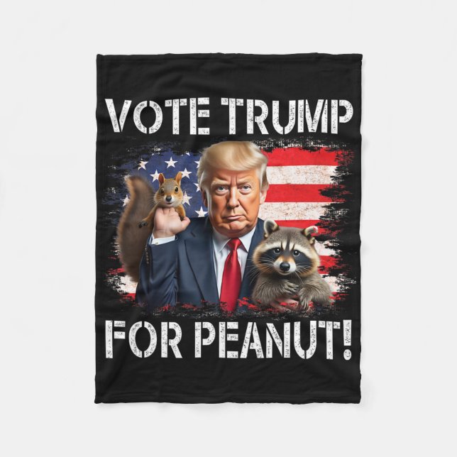 Vote Trump For Peanut The Squirrel 4  Fleece Blanket (Front)