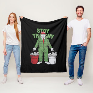 Vote Trump Garbage Man Stay Trashy 2024 Election  Fleece Blanket