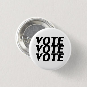Vote vote vote black and white modern 3 cm round badge