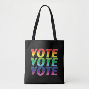 vote vote vote - black pride lgbtq rainbow colours tote bag