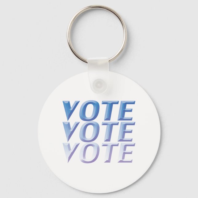 vote vote vote - blue 3 D letters white Key Ring (Front)