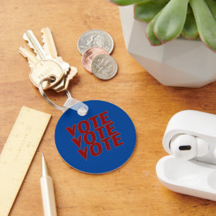 vote vote vote - blue red key ring