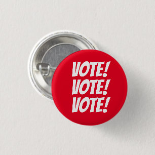 VOTE! VOTE! VOTE! Custom Text and Colors Red 3 Cm Round Badge