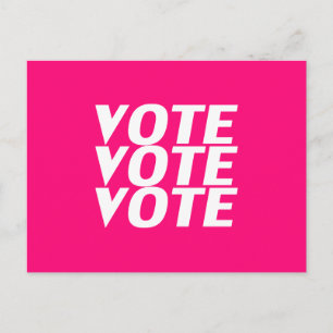 "Vote vote vote" hot pink, magenta, fuchsia, white Postcard