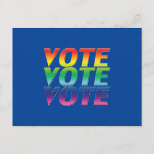 "Vote vote vote" pride lgbtq lgbt rainbow blue Postcard