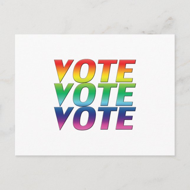 "Vote vote vote" pride lgbtq lgbt rainbow white Postcard (Front)