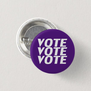 vote vote vote purple and white pin button