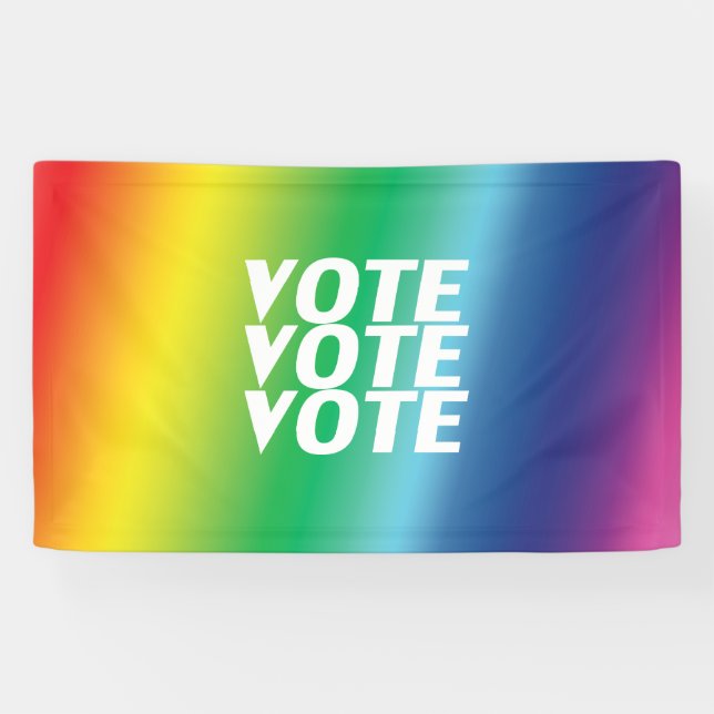 "Vote vote vote" white pride lgbtq lgbt rainbow Banner (Horizontal)