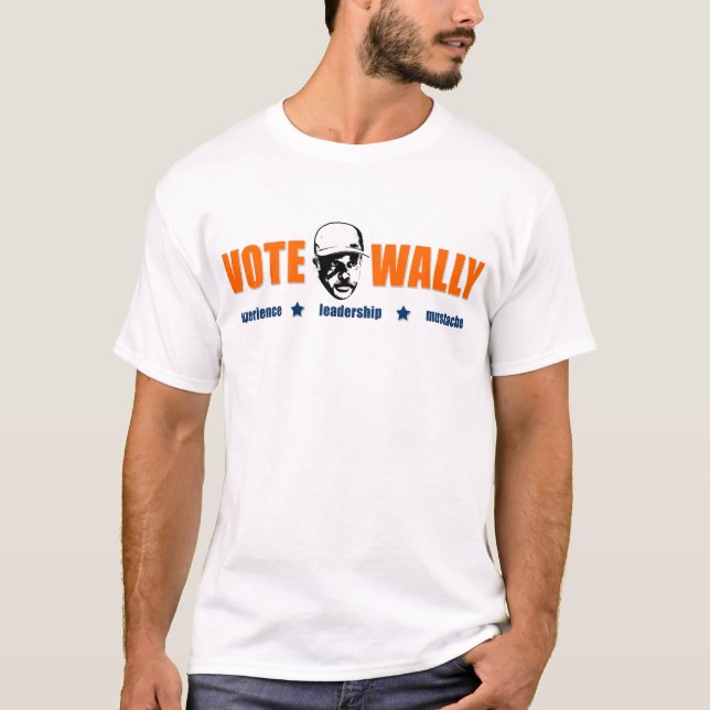 Vote Wally - Orange Text T-Shirt (Front)