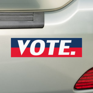 "Vote" white letters, red blue background Bumper Sticker