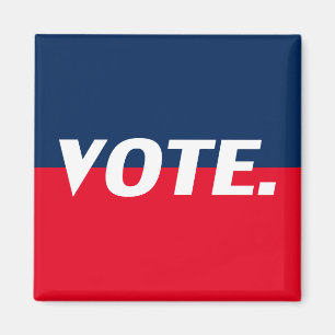 "Vote" white letters, red blue background Magnet
