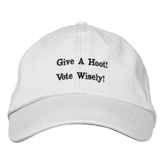 Vote wisely! White Embroidered Hat (Front)