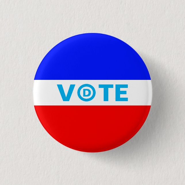 Vote with Democratic party logo on blue red white 3 Cm Round Badge (Front)