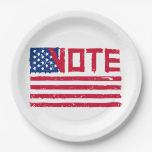 Vote With USA Flag Paper Plates