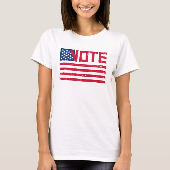 Vote With Vote with US Flag.  T-Shirt (Front)