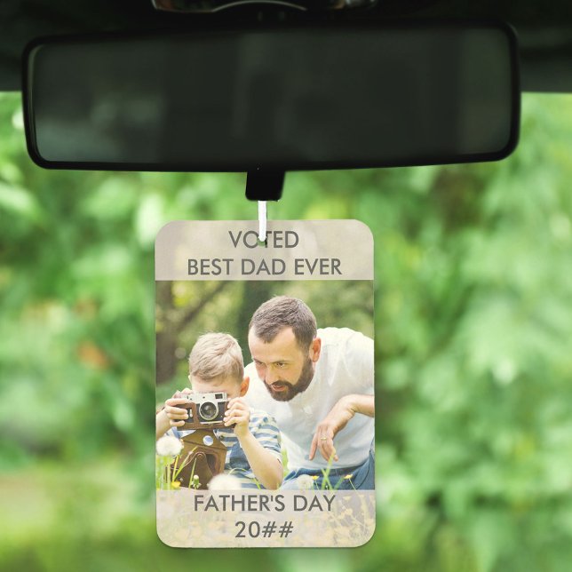 Voted Best Dad Ever - Custom Year - Two Photo Car Air Freshener (Creator Uploaded)