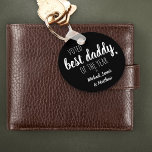 Voted Best Dad of the Year by .. Black and White Key Ring<br><div class="desc">Personalised keychain for the best daddy of the year. The wording currently reads "voted best dad of the year by" and you can add your child's name or your children's names.</div>