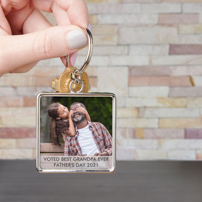 Voted Best Grandpa Ever Custom Fathers Day Photo Key Ring (Creator Uploaded)