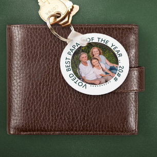 Voted Best Papa of the Year   Round Photo Key Ring