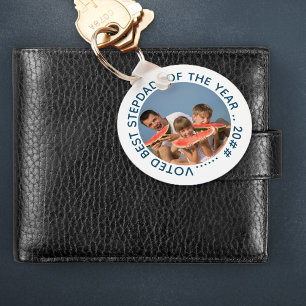 Voted Best Stepdad of the Year   Round Photo Key Ring