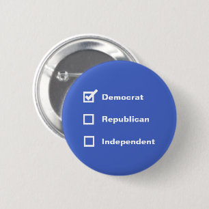Voter Democrat Republican Independent Check Mark 6 Cm Round Badge