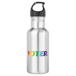 "voter" rainbow pride colours lgbt 532 ml water bottle