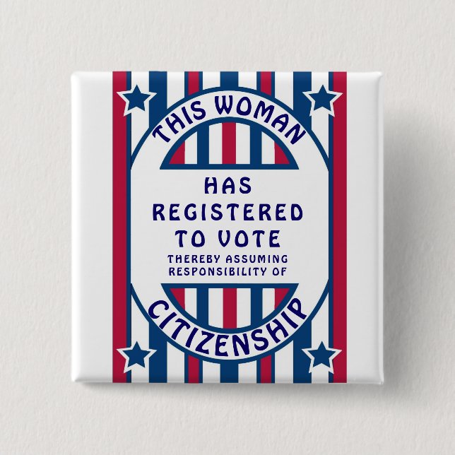 Voter Registration Historic Suffrage Poster 15 Cm Square Badge (Front)
